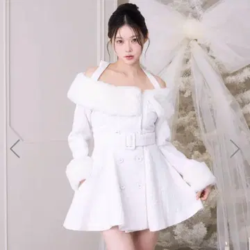 bubbles 퍼 오프숄더 트위드 원피스