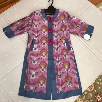 캐릭터 패턴 롱 코트 7부 기장