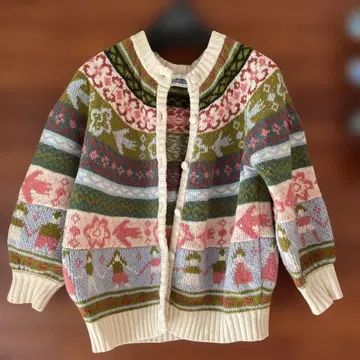 호코모모라 니트 페어아일 패턴 가디건