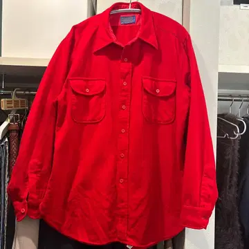 [ 레어 ] 70s PENDLETON 펜들턴 울 셔츠 단색 레드 L
