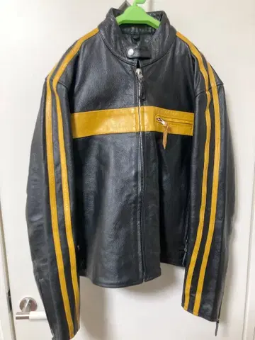 가죽 자켓 L 블랙/옐로우 컬러
