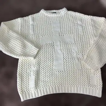 glamb 크로스 무늬 니트 스웨터 남성용 S 사이즈 화이트