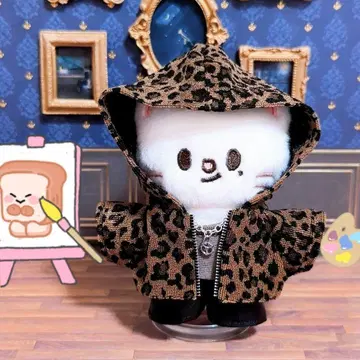 표범 무늬 후드티 세트 10cm 봉제 인형 의류