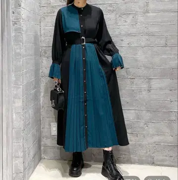 [ HARE ] 새상품급*소매 플리츠 절개 원피스