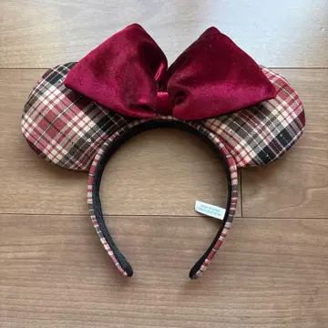 미니 체크 무늬 머리띠