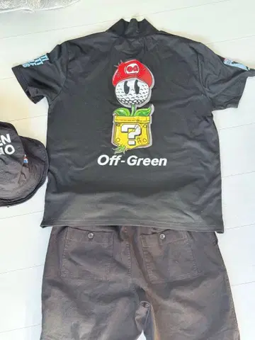 Off Green 골프 디자인 T셔츠 M 블랙