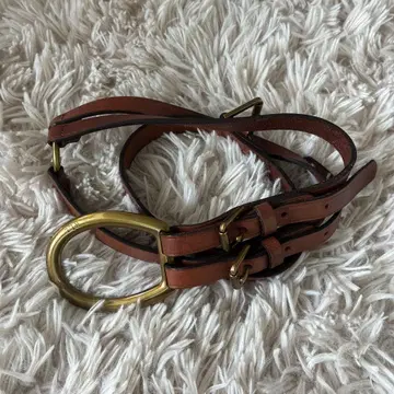 로렌 랄프 로렌 브라운 가죽 더블 버클 벨트