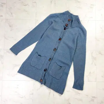 새상품급 Yorkland 니트 가디건 블루 그레이 사이즈 L*LD1421