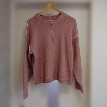 사만사 모스모스 가장자리 스티치 ZIP 니트 가디건