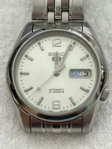 세이코 자동 와인딩 시계 21주얼 화이트