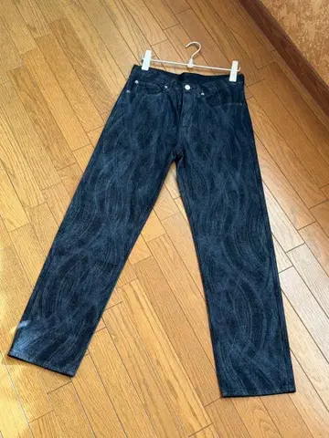 [ 새상품 ] ZARA 파도 무늬 다크 블루 데님 스트레이트