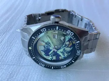 파란 물결 디자인 자동 와인딩 손목시계