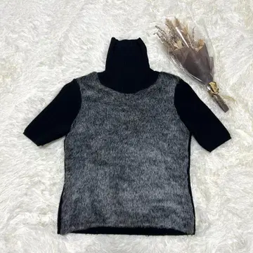 [ jouvencelle ] 니트/반팔/퍼/그레이/하이넥/무지/블랙
