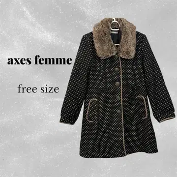 axes femme 도트 무늬 퍼 코트 프리 사이즈 퍼 탈부착 가능