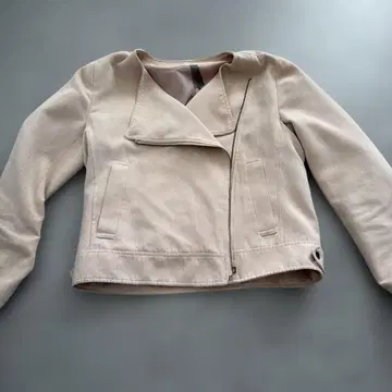 핑크 베이지 노카라 자켓