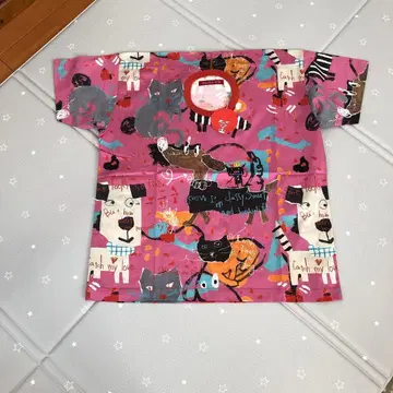 강아지&고양이 패턴 반팔 T셔츠