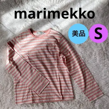새상품급 marimekko 보더 긴팔 T셔츠 S 핑크&화이트