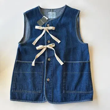 택 포함 미사용 새상품 FREAK'S STORE 인디고 데님 베스트