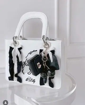 릴릴리 2way 캔버스 프릴 리본 백