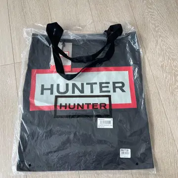 HUNTER 로고 빅 토트백 블랙