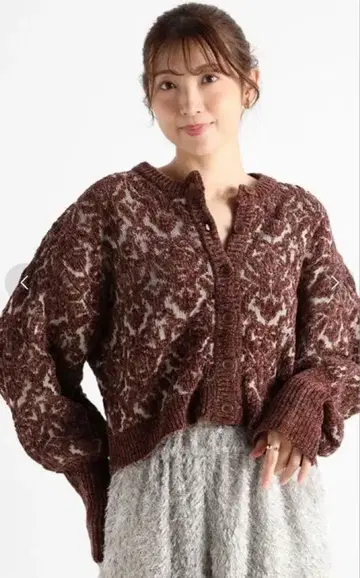 야마다야 Ample 앰플 아라베스크 몰 니트 가디건 브라운