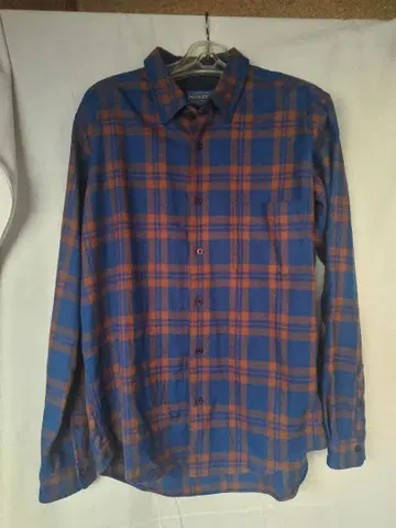 PENDLETON 파랑과 오렌지 체크 플란넬 셔츠