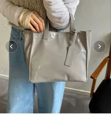 [ WEB 한정판 ] 소프트 에나멜 쇼핑백 미니 라이트 그레이