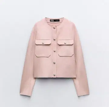 ZARA 핑크 노카라 자켓 S