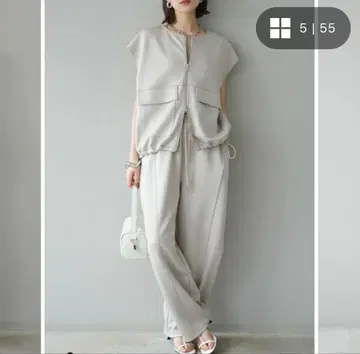 ZIP 블루종 + 라이트 분또 커브 팬츠 세트 에크루 lumier