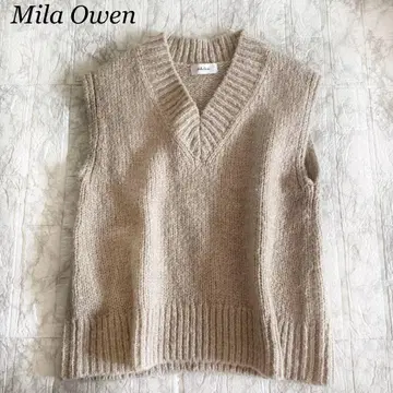미라 오웬 베스트 니트 알파카 혼방 아이보리 계열 V넥 레이어드