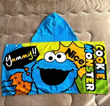 쿠키 몬스터 후드 부착 타월