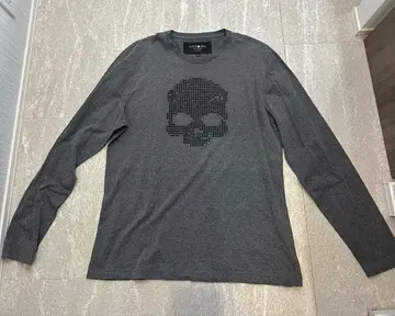 HYDROGEN 스컬 디자인 긴팔 셔츠 그레이