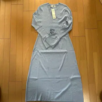 라이트 블루 리브 니트 원피스