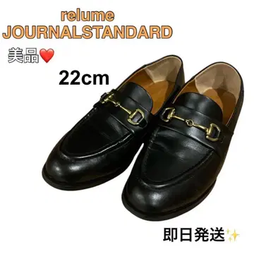 새상품급 JOURNALSTANDARD 블랙 골드 금장 장식 로퍼 22cm