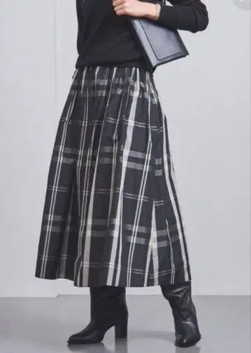 UNITED ARROWS 체크 타프타 플레어 스커트