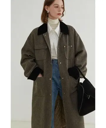 헤링본 패턴 스텐카라 코트 [ FanoStudios ]