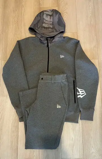 뉴에라 셋업 남성용 후드티 조거 팬츠 그레이 카모플라쥬 후드