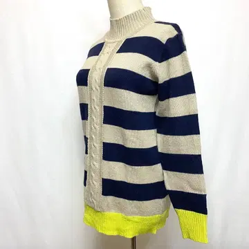 니트 오샤레 하이넥 스트라이프 귀여운