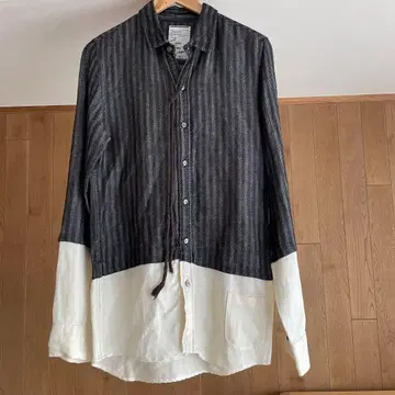 SHAREEF 샤리프 소재 절개 체크 무늬 긴팔 셔츠