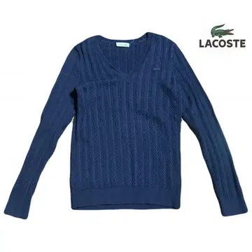 라코스테 V넥 니트 스웨터 네이비 38