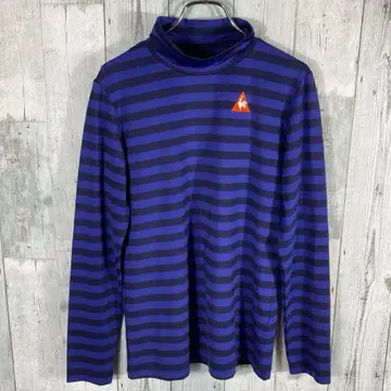 르꼬끄 스포르티브 터틀넥 셔츠 보라색과 블랙 스트라이프 여성용 L