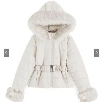 화이트 후드 다운 자켓