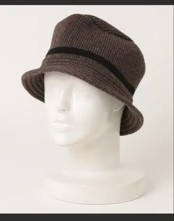 브라운 니트 버킷햇 블랙 스트라이프