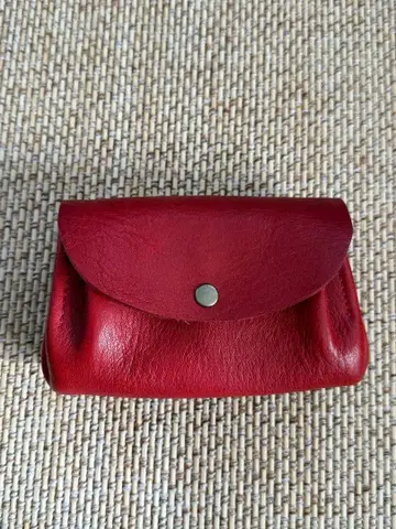 가죽제 천연 가죽 빨간색 이단 접이식 지갑