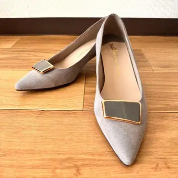 펌프스 2way 스퀘어 모티브 힐 펌프스 그레이 32308