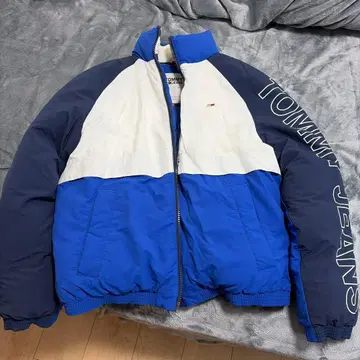 TOMMY JEANS 다운 자켓 S 사이즈 파랑/화이트