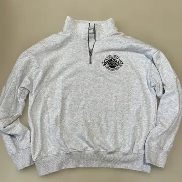 하프 지퍼 트레이닝복 그레이 자수 로고