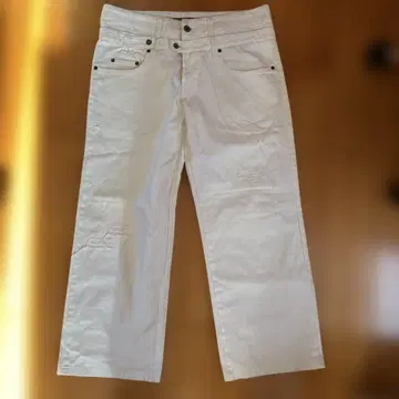 D&G 화이트 와이드 팬츠 이탈리아제 데미지 가공