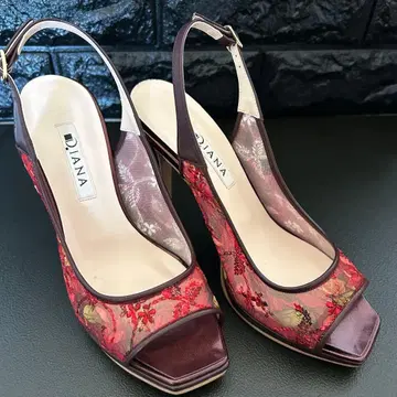 다이애나 오픈토 샌들 회화 시리즈 므샤 레이스 루비 빨간색