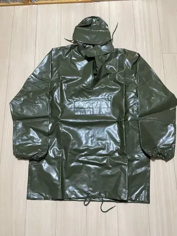 데드스탁 프랑스군 PVC 레인 후드티 레인 오버 팬츠